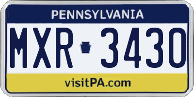 PA license plate MXR3430