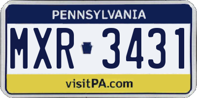PA license plate MXR3431