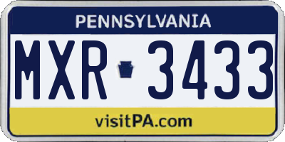 PA license plate MXR3433