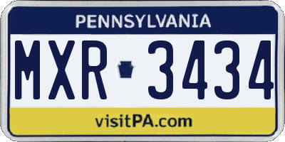 PA license plate MXR3434