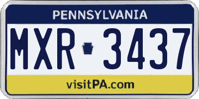 PA license plate MXR3437