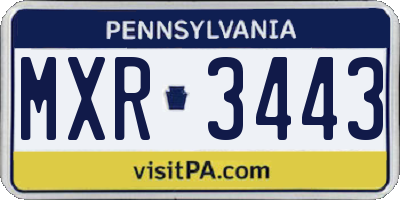 PA license plate MXR3443