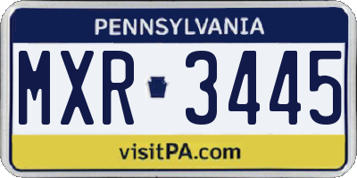 PA license plate MXR3445