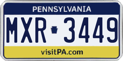 PA license plate MXR3449