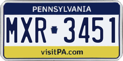 PA license plate MXR3451