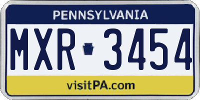 PA license plate MXR3454