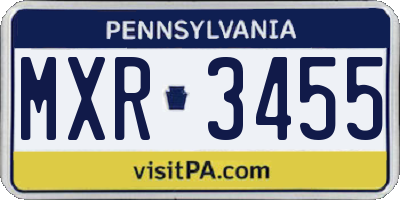 PA license plate MXR3455