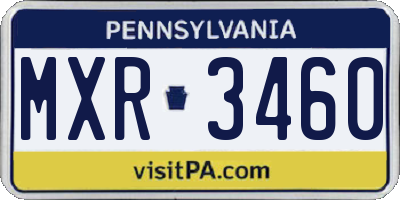 PA license plate MXR3460
