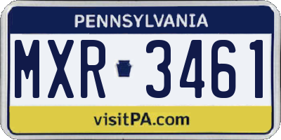 PA license plate MXR3461