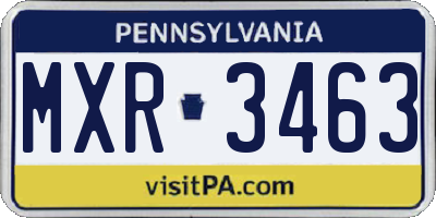 PA license plate MXR3463