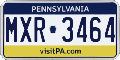 PA license plate MXR3464
