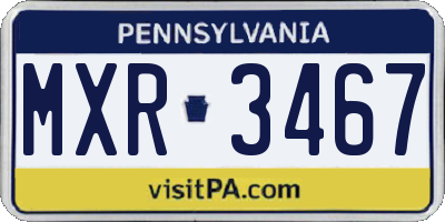 PA license plate MXR3467