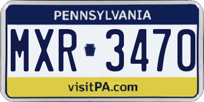 PA license plate MXR3470