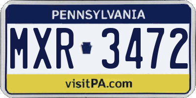 PA license plate MXR3472