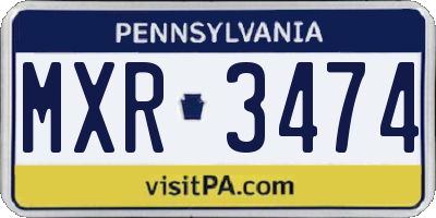 PA license plate MXR3474