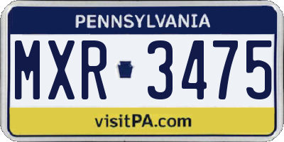 PA license plate MXR3475