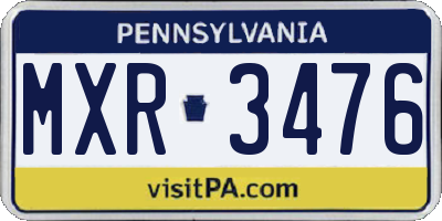 PA license plate MXR3476