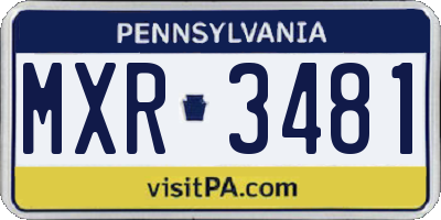 PA license plate MXR3481