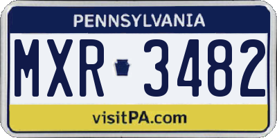 PA license plate MXR3482