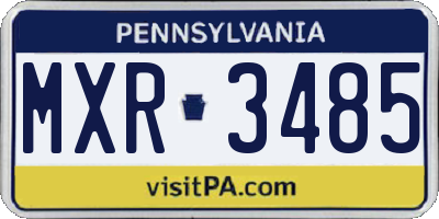 PA license plate MXR3485