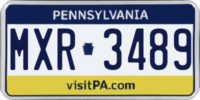PA license plate MXR3489