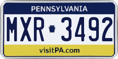 PA license plate MXR3492