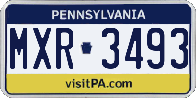 PA license plate MXR3493