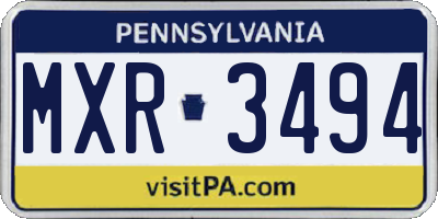PA license plate MXR3494