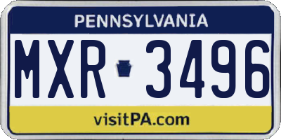 PA license plate MXR3496