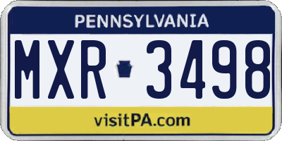 PA license plate MXR3498