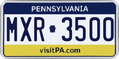 PA license plate MXR3500