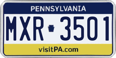 PA license plate MXR3501