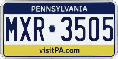PA license plate MXR3505