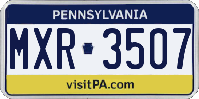 PA license plate MXR3507