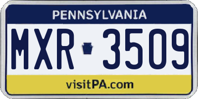 PA license plate MXR3509