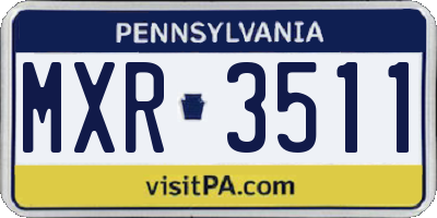 PA license plate MXR3511