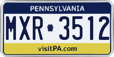 PA license plate MXR3512