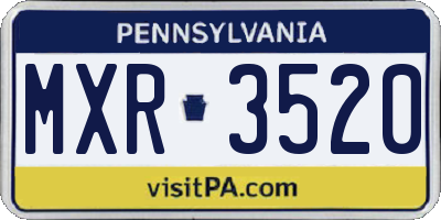 PA license plate MXR3520