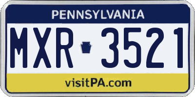 PA license plate MXR3521