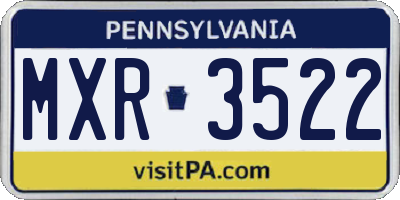 PA license plate MXR3522