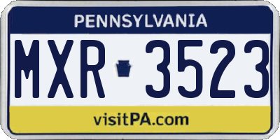 PA license plate MXR3523