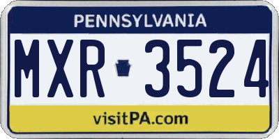 PA license plate MXR3524