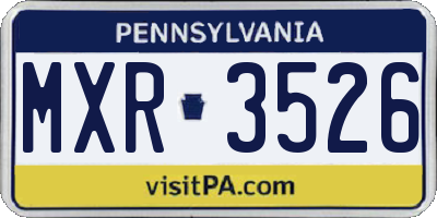 PA license plate MXR3526