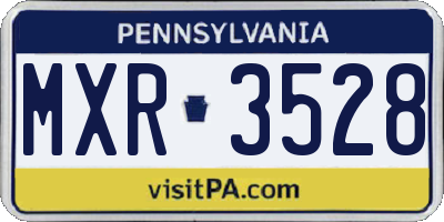 PA license plate MXR3528