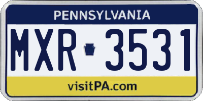 PA license plate MXR3531