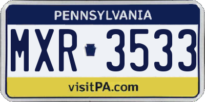 PA license plate MXR3533