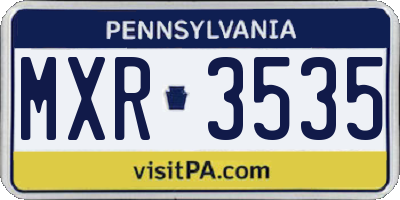 PA license plate MXR3535