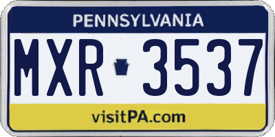 PA license plate MXR3537
