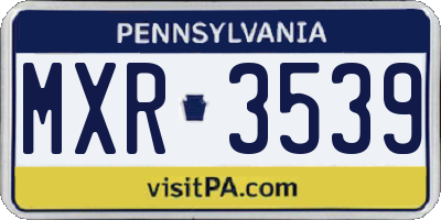 PA license plate MXR3539