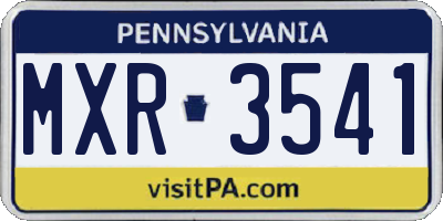 PA license plate MXR3541